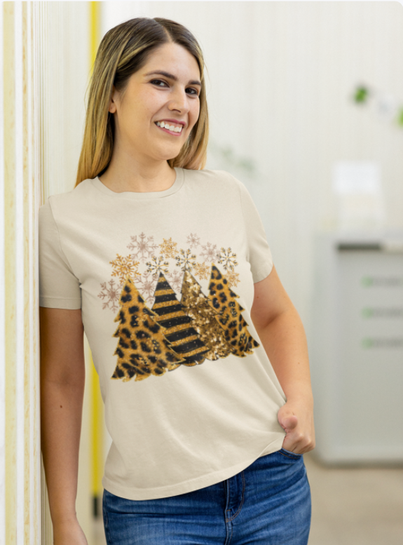 Cheetah-Leopard-ish Christmas Tree design tshirt